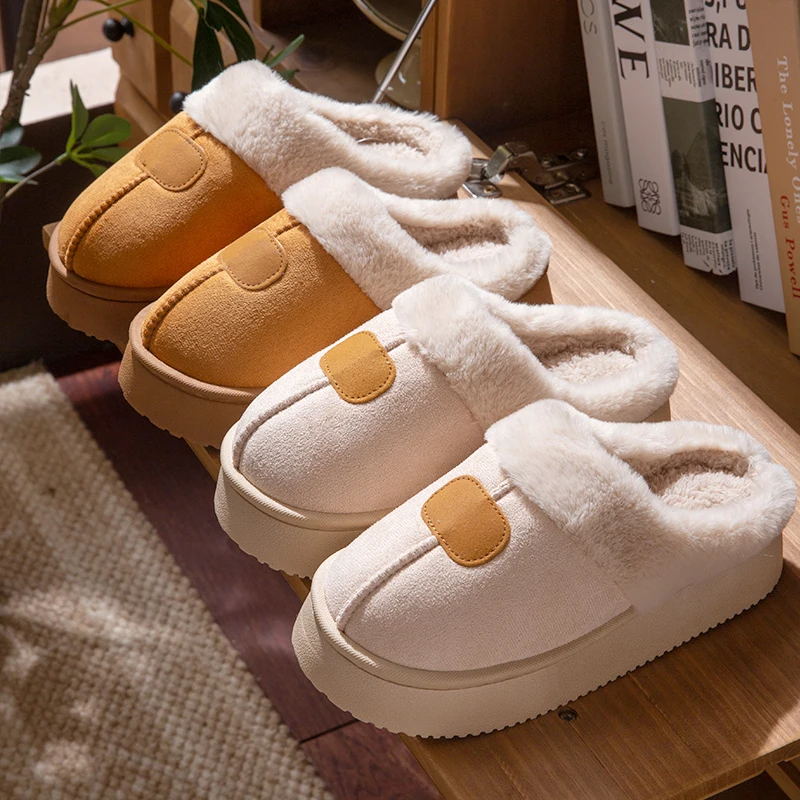

Повседневные пушистые женские тапочки, домашние зимние роскошные дизайнерские женские туфли, трендовые плюшевые домашние шлепанцы на платформе из нечеткого меха, элегантные мягкие