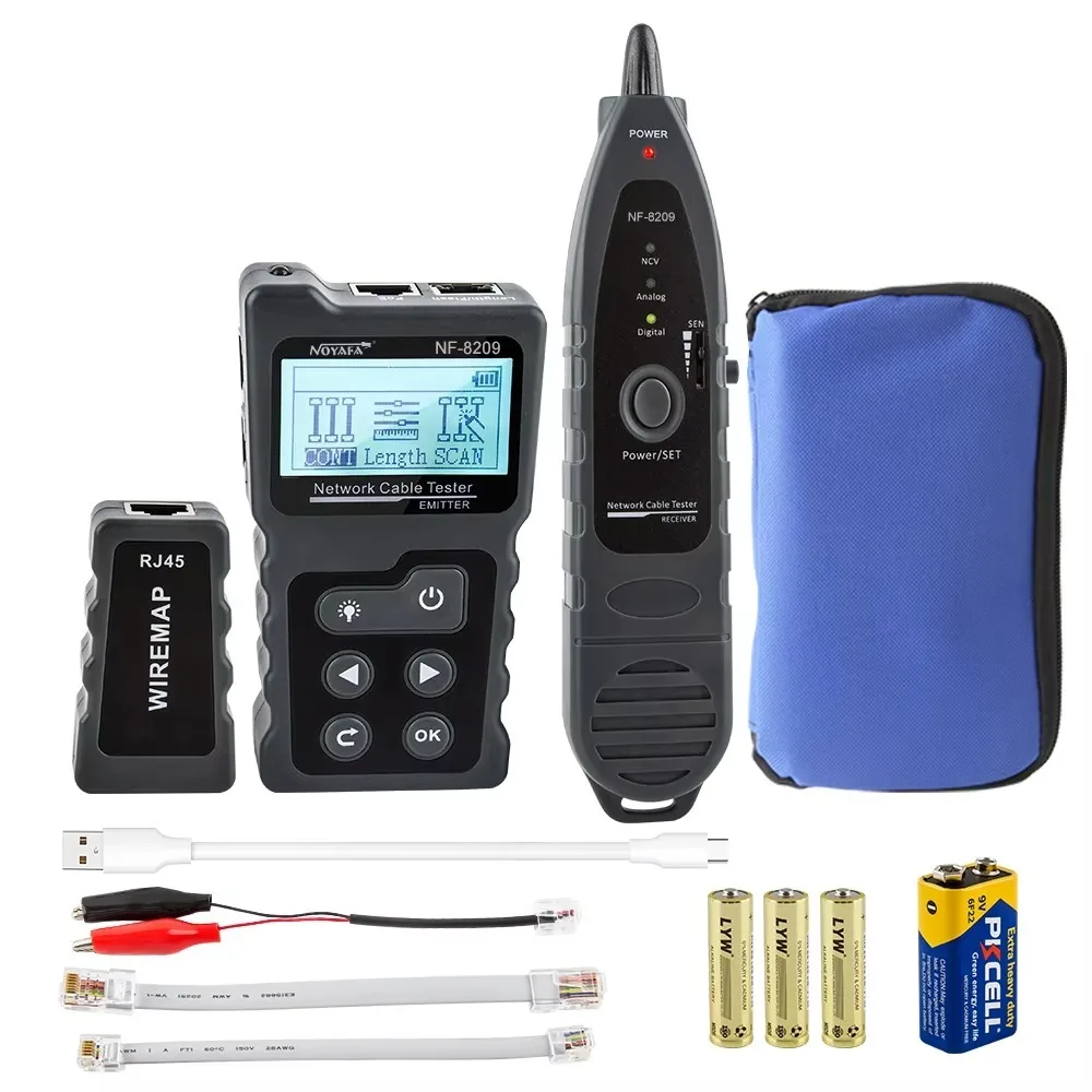 

NOYAFA NF‑8209 STP/UTP LAN Cable Tester: Continuity, Tracker, PoE Voltage Checker, Length Test, Port Flash