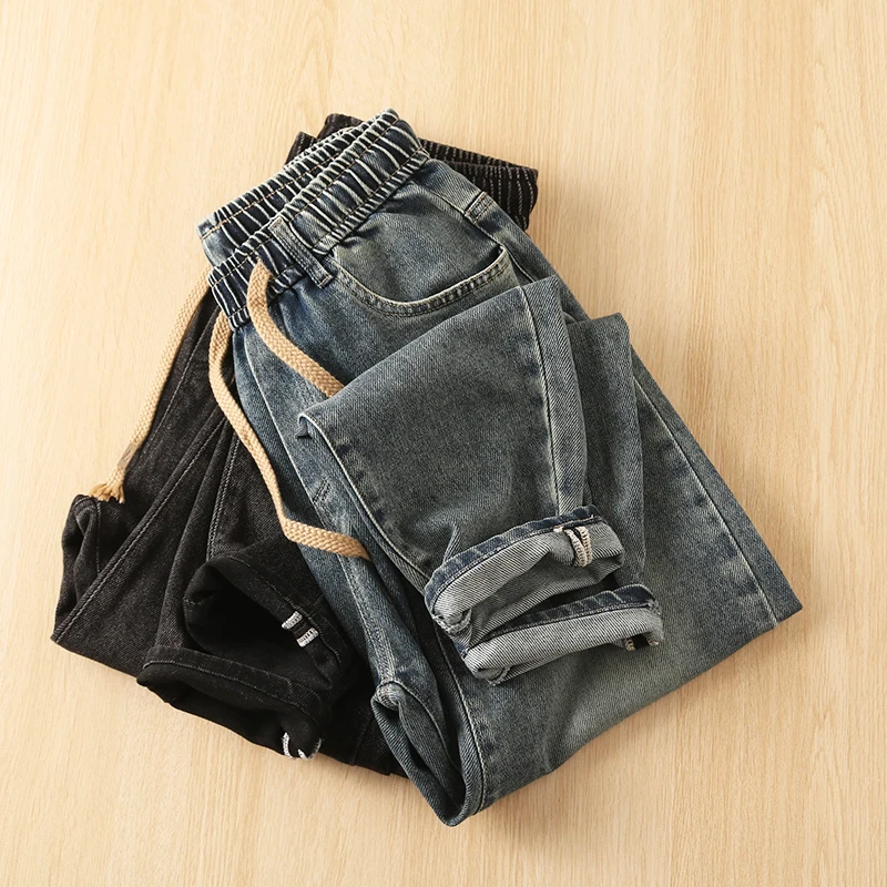 

Spring New Sle Men's Slim Fit Elastic Waist Jeans Versatile Comfortable Straight Leg Cotton Stretch Denim Pants Hongda Brand