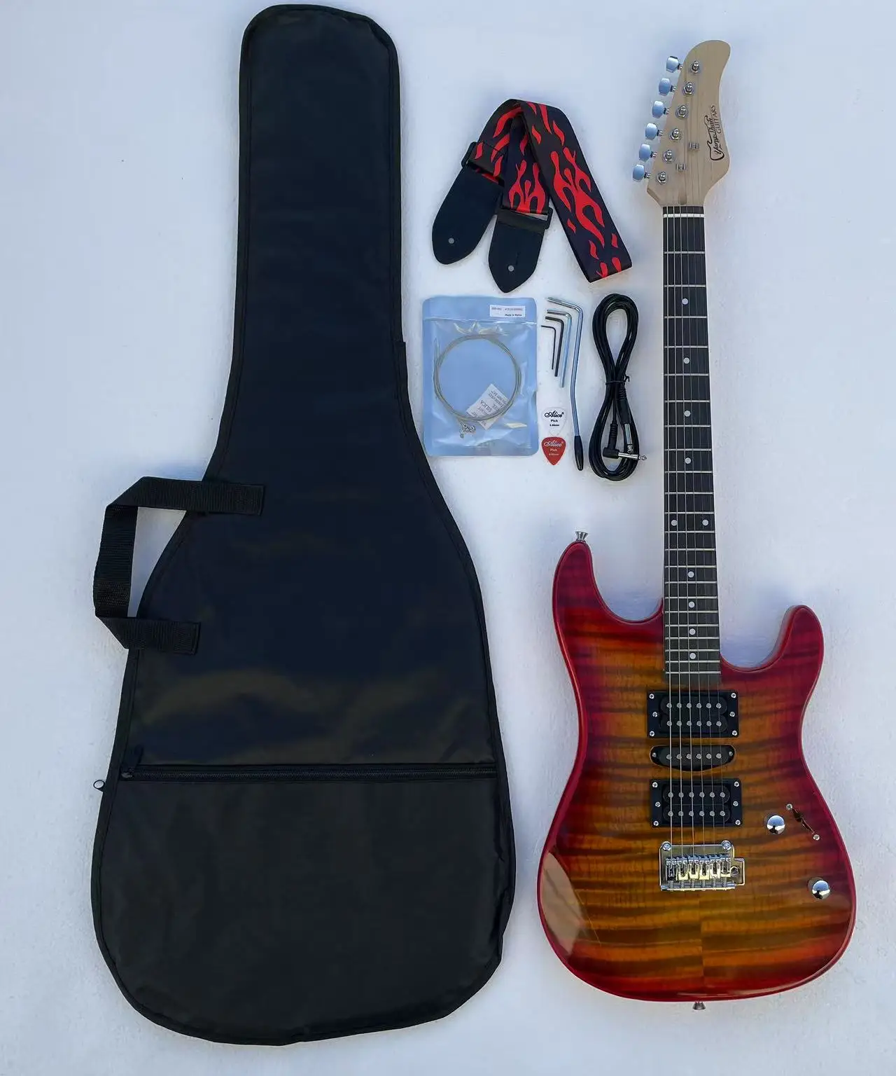 Custom 6 Strings Electric Guitar Guitarra H-S-H Pickups 2 Points Bridge Glossy Finished in Stock Discount Free Shipping