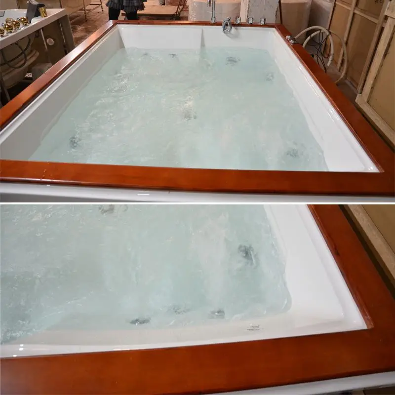 &c Double Whirlpool Bathtub Acrylic Fiberglass Modern Design Hotel Use Rectangle Shape  Capacity Included