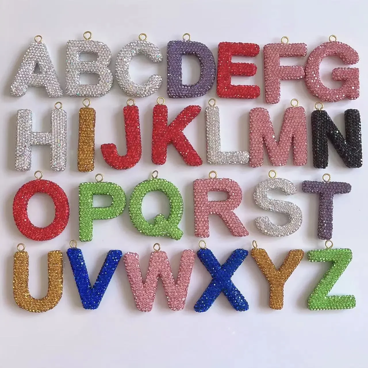 Bling 26 Alphabet Letters Keychain Metal Keyring Pendant Crystal Letter Figurines Home Teaching Aids Gift Decoration