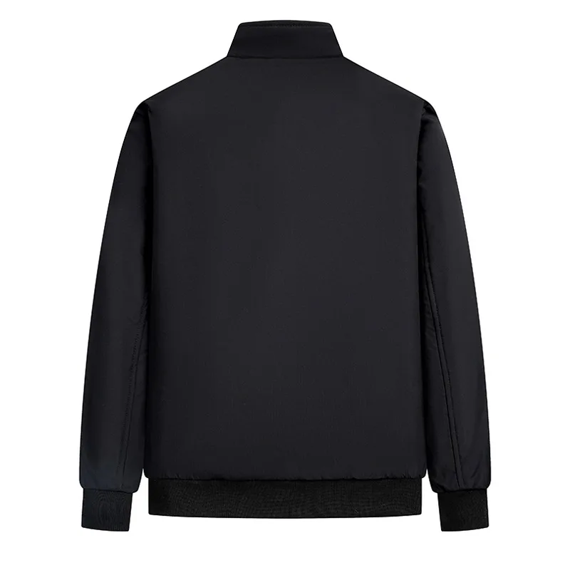 Herrenjacke in Übergröße, Schwarz, 6XL, 7XL, 8XL, Herbst/Winter, langärmelig, Stehkragen, Reißverschluss, Taschen, 100-180 kg, Herrenbekleidung in großen Größen. – Detail 6
