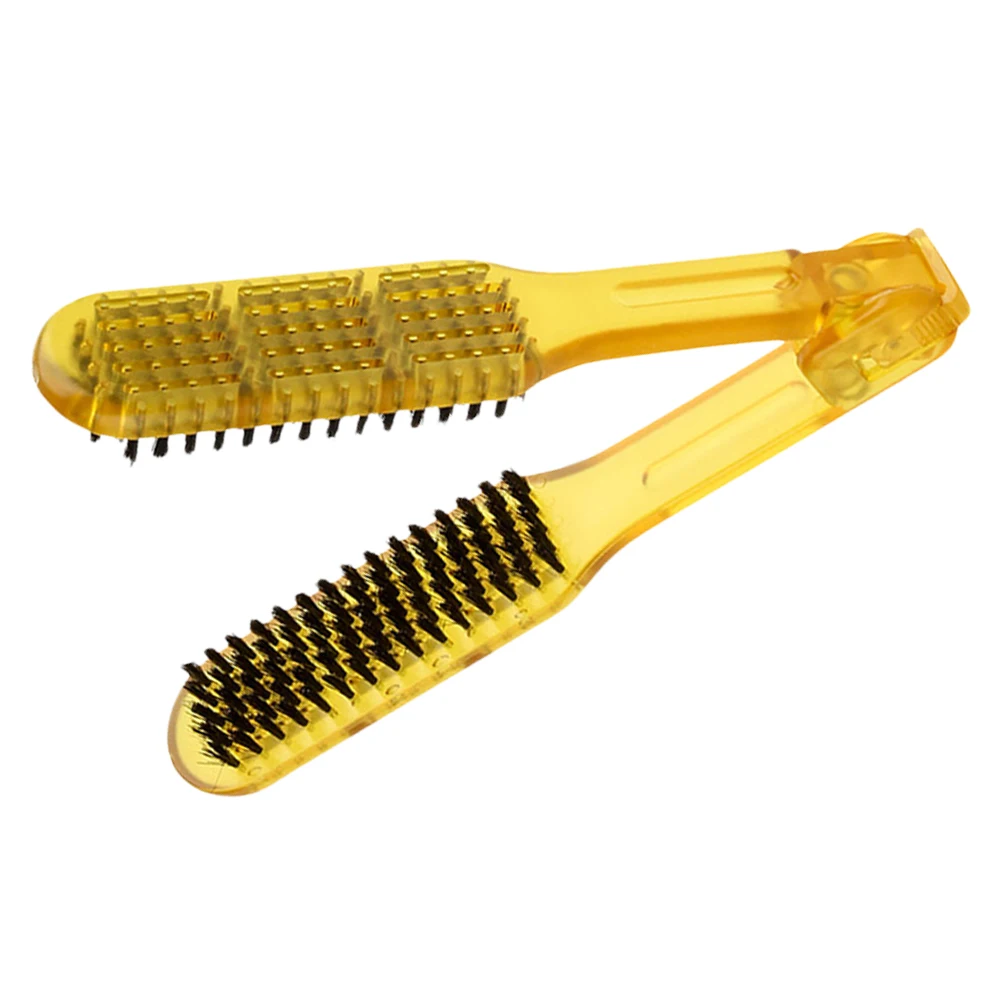 

Heat Resistant Transparent Hair Straightening Brush Double Sided Styling Comb Tool For Smooth Sleek Hair Salon Home Use Yellow