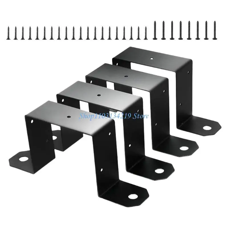 

N5KC 4PCS Black Gazebo Mounting Brackets For 4x4 Posts In Garden Constructions