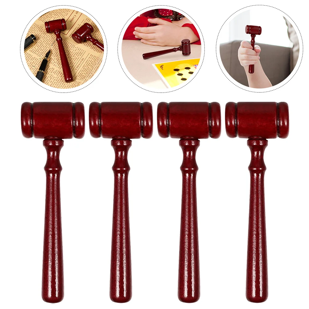 4Pcs Judge Gavel Wooden Small Hammer Solid Wood Auction Hammer Portable Courtroom Gavel Judge Supply Role Play Tool