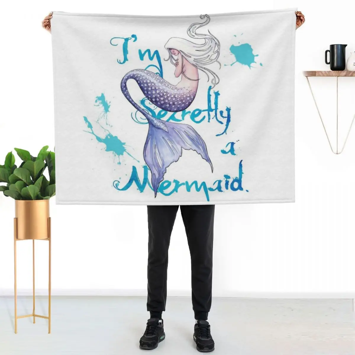 I'm Secretly a Mermaid Throw Blanket christmas gifts Flannels bed plaid Blankets For Sofas Beach for babies Blankets