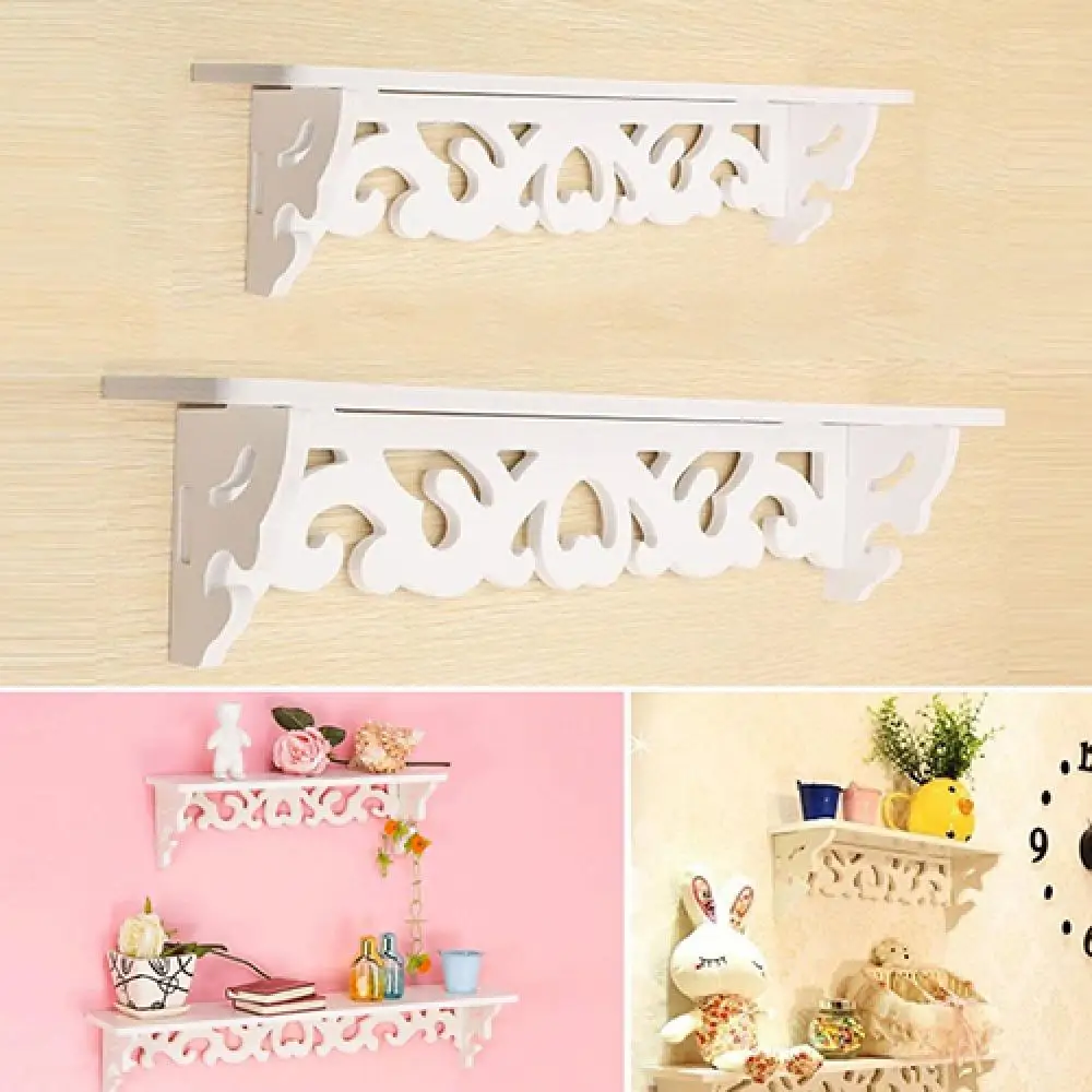 1Pc Carved Hollow Wood Wall Hanging Rack Shelf Shelve Holder Storage Home Decor Storage Holders & Racks!