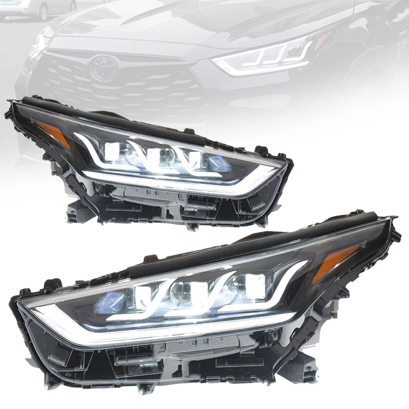

2022 For Toyota For Highlander Full LED Headlight Assembly 35W Plastic Plug And Play Head Lamp Halogen & Xenon Style