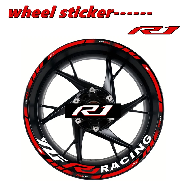 Voor Yamaha Yzfr1 Motorfiets Decal Set Decoratieve Wielnaaf Yzf R1 Logo Velg Hoge Kwaliteit Reflecterende Waterdichte Sticker