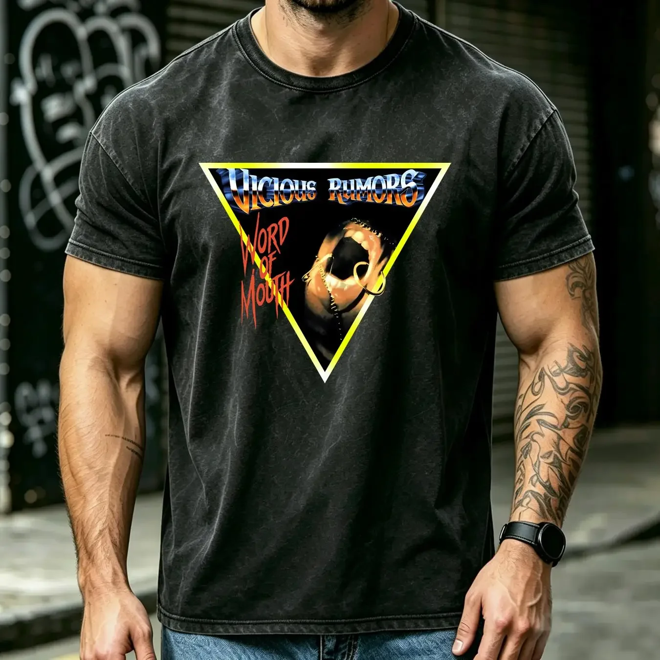 washed T Shirt Vicious Rumors word of mouth tour Cotton Black Full Size S 5XL DA274 long or short sleeves vintage Washed