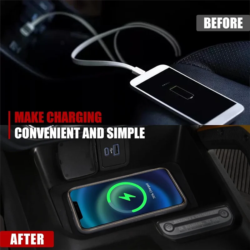 

Console Wireless Charging Pad 15W For Ford Bronco 2021-2024 2/4 Door Accessories-A61E