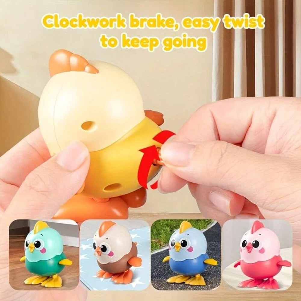 Novità giocattolo di pollo che salta del fumetto a orologeria, giocattolo strisciante interattivo per bambini, durevole e divertente, regali di compleanno del giocattolo del bambino