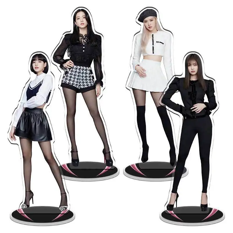 BBLACKPINK7VV الأجهزة الطرفية ليزا الشكل الاكريليك حامل سلس البينية جيني مكتب الحلي JISOO تمثال دمية الورد جمع لعبة