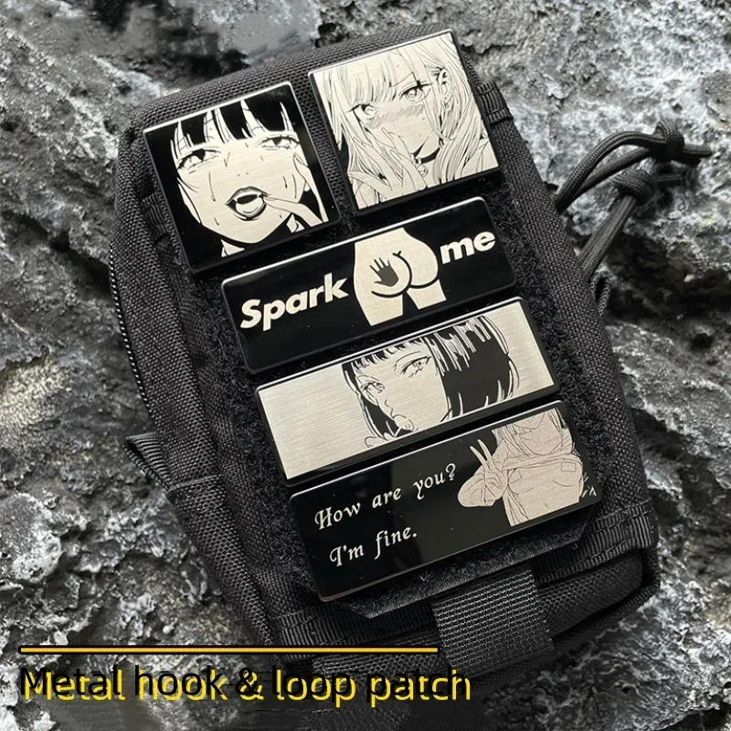 Two-dimensional Girl Metal Morale Badge Anime Eye Kill Hook&loop Patch DIY Appliques Tactical Accessories Backpack Stickers