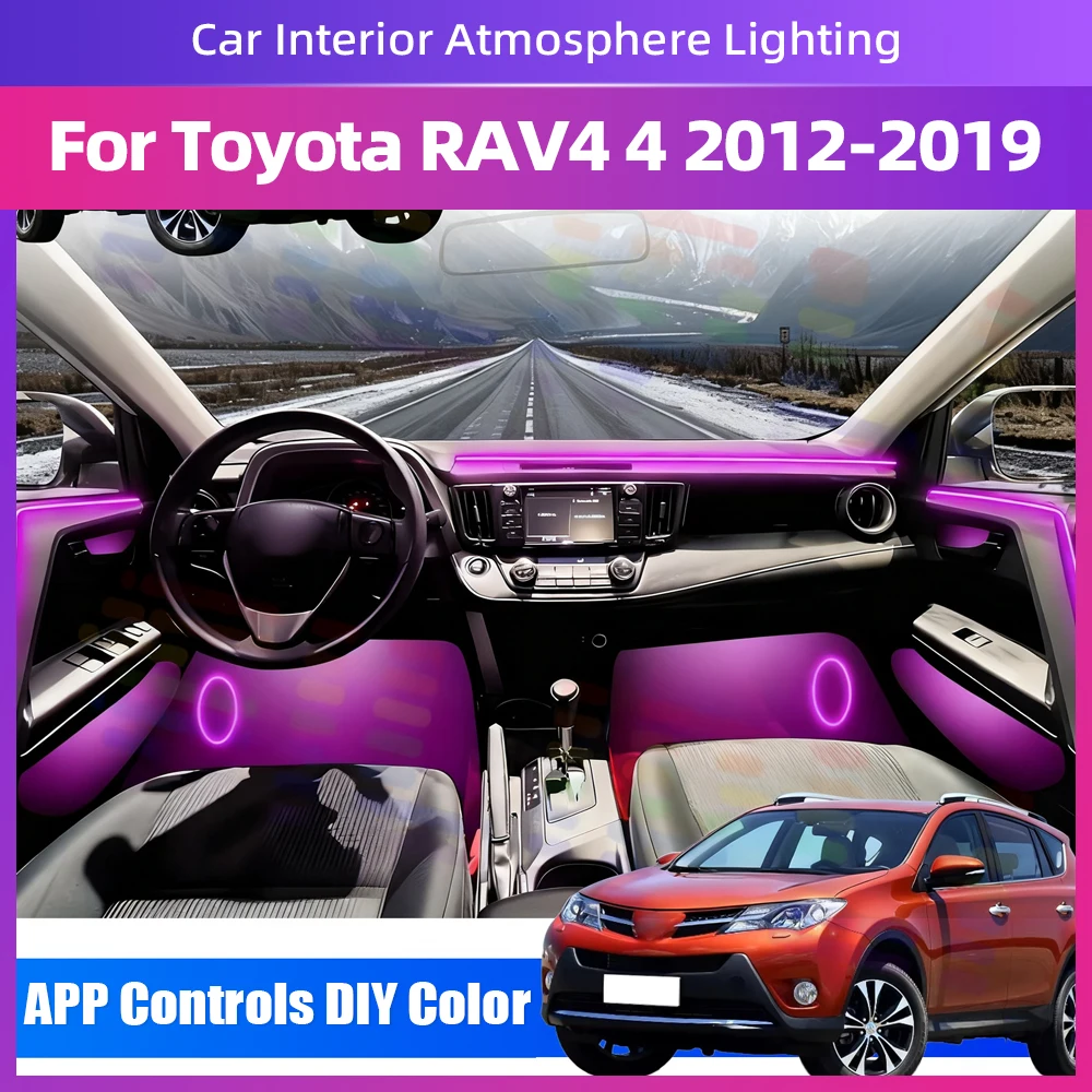 

Interior LED Strip 64Color Options Creation of Distinct Lighting Ambiences For Toyota RAV4 4 2012 2013 2014 2015 2016 2017 2018