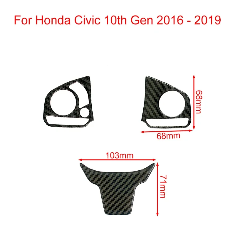 Car Steering Wheel Carbon Fibre Textured Decorative Styling Interior Sticker For Honda Civic 10 FC/FK 2016 2017 2018 2019 New