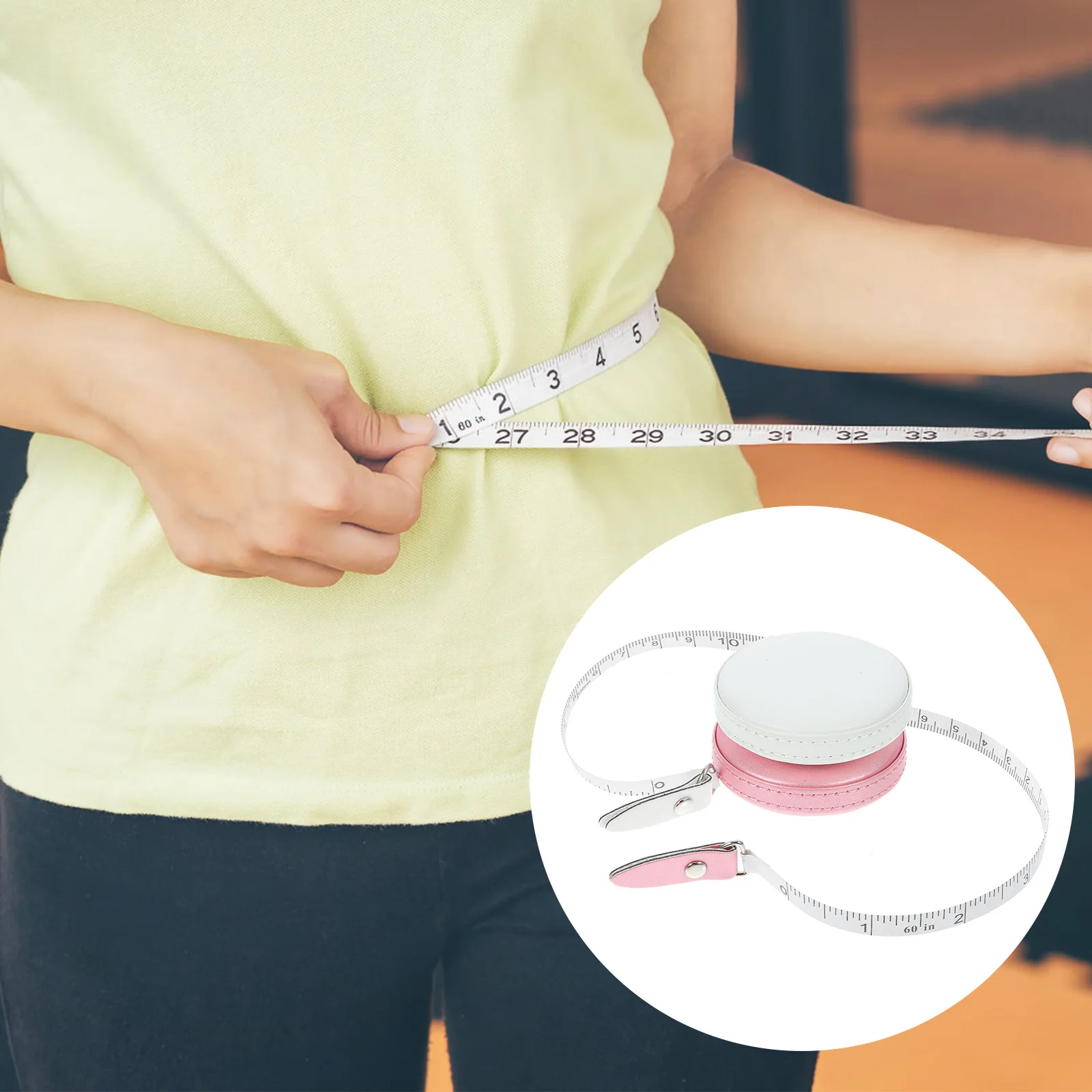 

2Pcs Compact PU Mini Retractable Tape Measure Portable Pocket Tape for Body Measurements Practical Comfortable Texture