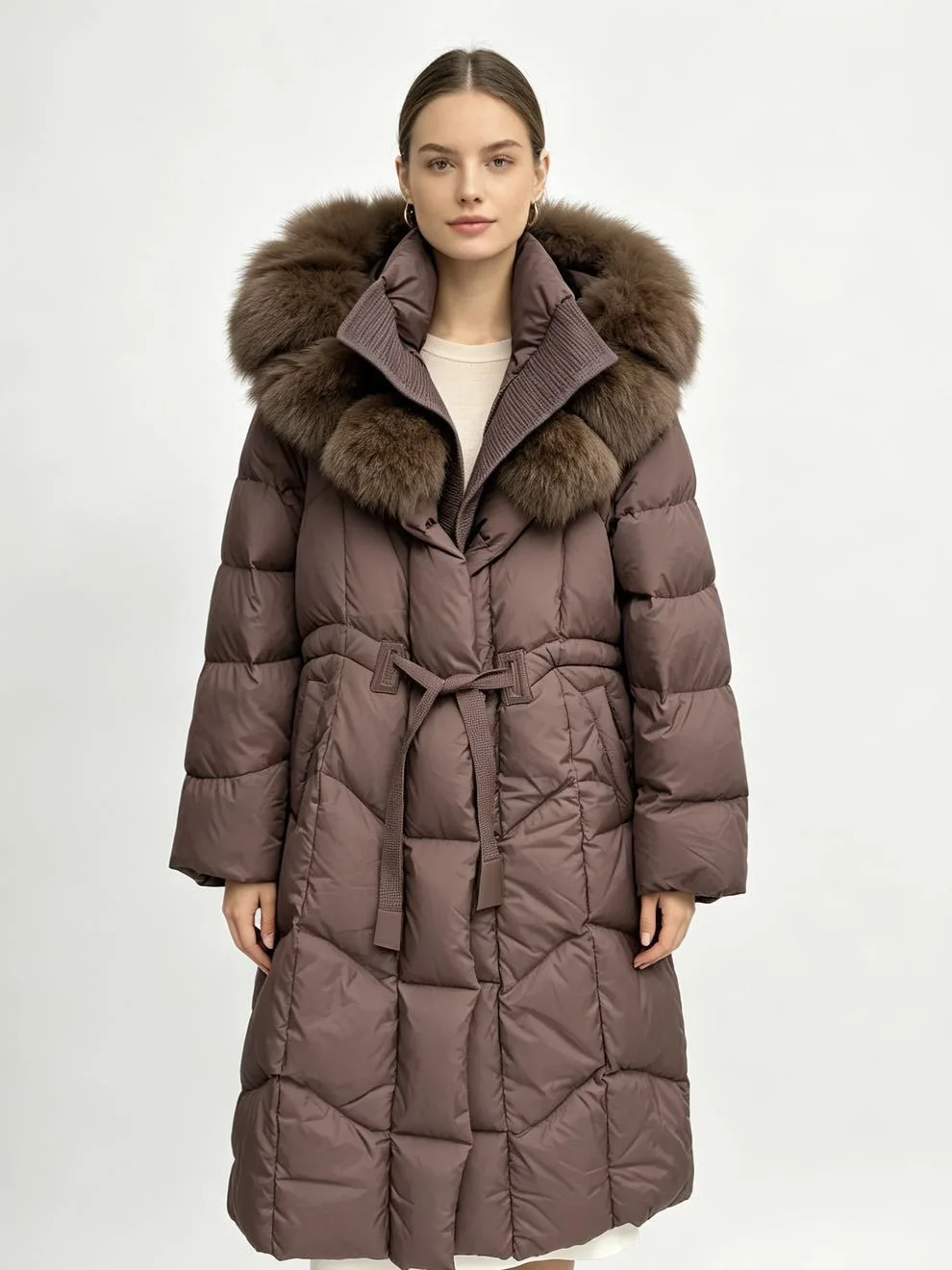 2026 Winter New Women's Down Jacket Loose Windproof Hooded Fox Fur Parker Jacket