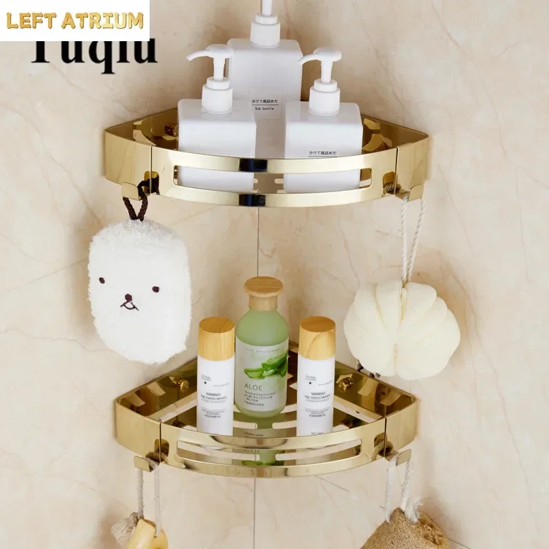 Bathroom Shelves Corner shelf Chrome/Gold Stainless Steel 304 Wall Bathroom Shelf Shower Caddy Rack Bathroom Accessories Shelves