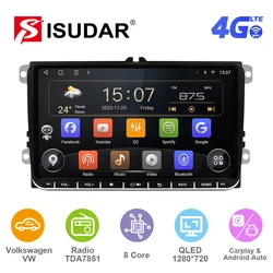 Isudar Android 12 Car Stereo and Physical button For Skoda/VW/Volkswagen/POLO/PASSAT/Golf/Tiguan/Jetta/Touran Carplay 4G No 2din