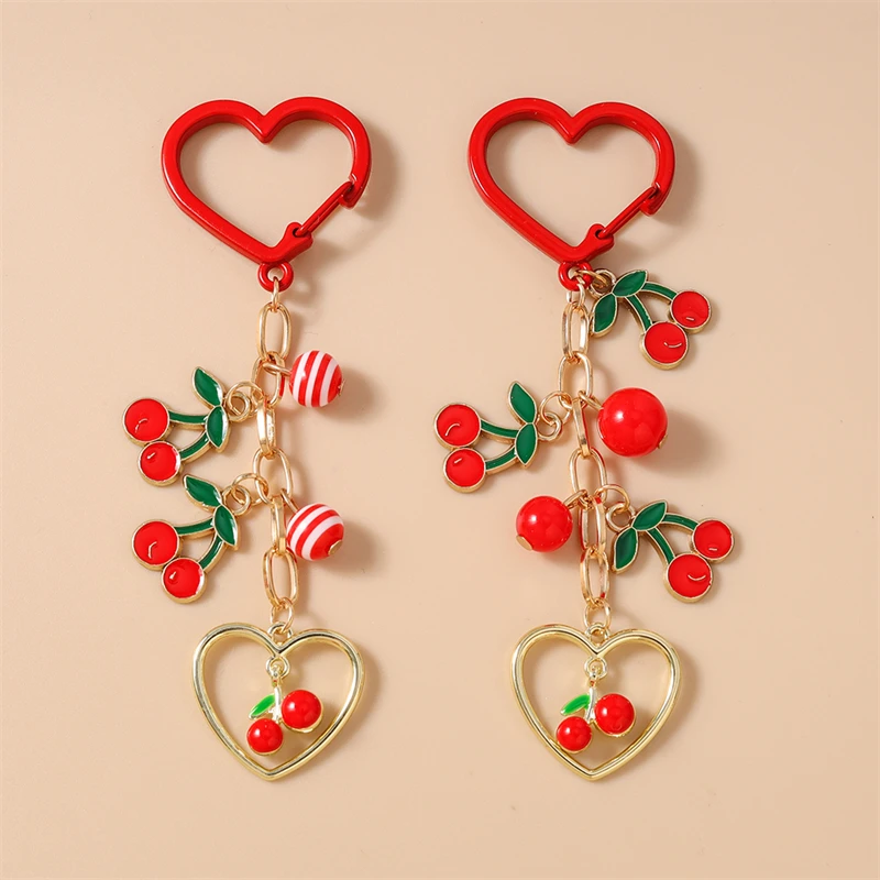 Modische Frucht-Kirsch-Schlüsselanhänger, Emaille-Herzanhänger, Schlüsselringe für Damen und Herren, Autoschlüssel, Handtaschen-Schlüsselanhänger, Accessoires, DIY-Geschenke – Detail 36