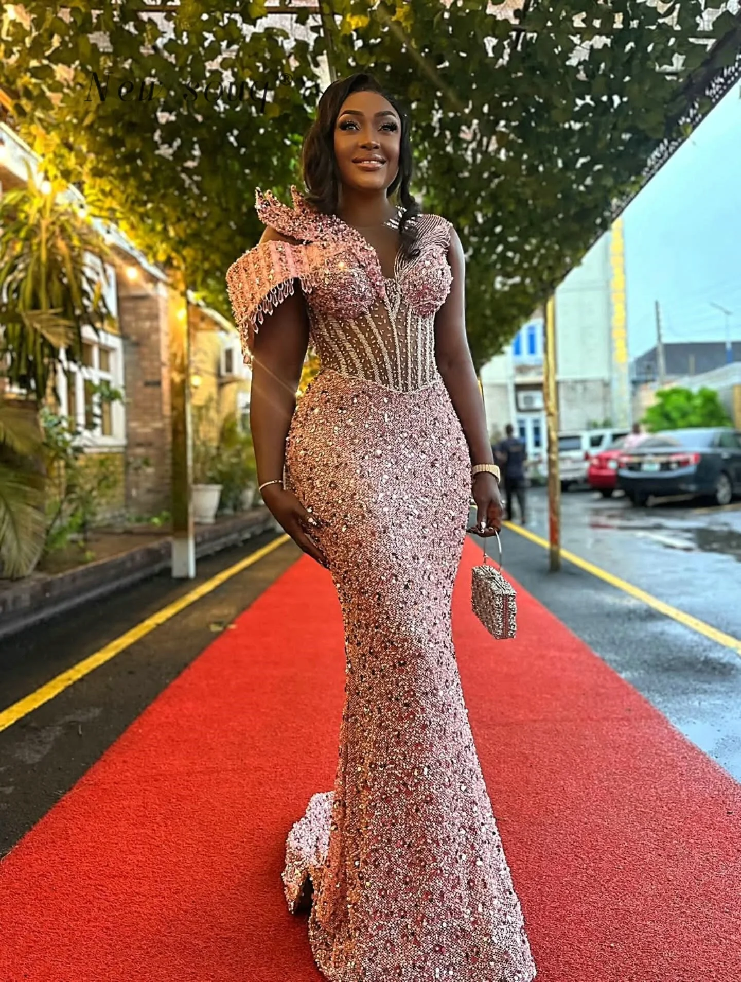Blush Pink Prom Dresses 2026 Aso Ebi Beaded Illusion Corset Pary Dress Customized Formal Reception Evening Gowns Plus Size