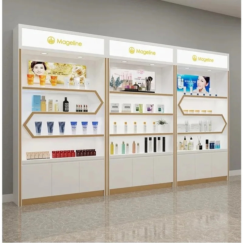 custom.Modern Perfume Furniture Cosmetics Display Showcase Perfume Wall Cabinet with Lightbox