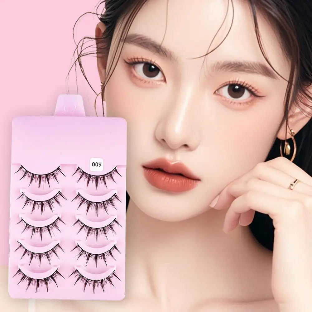 5 Pairs Valse Wimpers Wimpers Verbeterde Lash V-vormige Transparante Stam Zachte Natuurlijke Wimpers Nertsen Gezichtsmake-up Tool