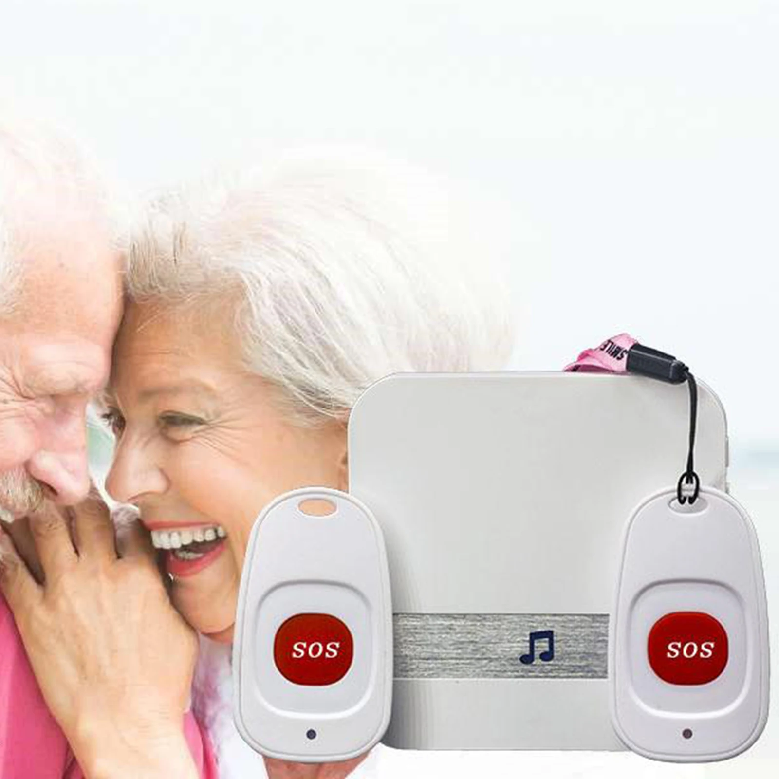 Wireless Doorbell with Pager Elderly Emergency Alarm, 52 Chimes, AC 110V-220V, 200M Range, Home Call Bell, (EU/AU/UK/US) Plug