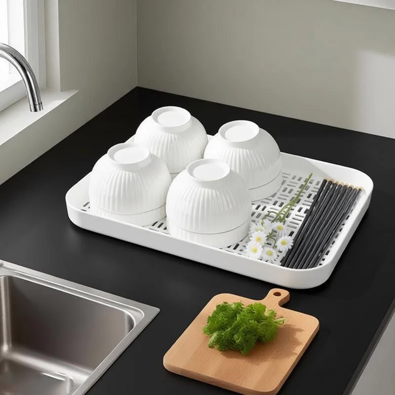 1Pc Tea Tray Water Drainage Tea Tray Double Layered Rectangular Cup Drain Board For Living Room Kitchen Water Drainage Tea Tray