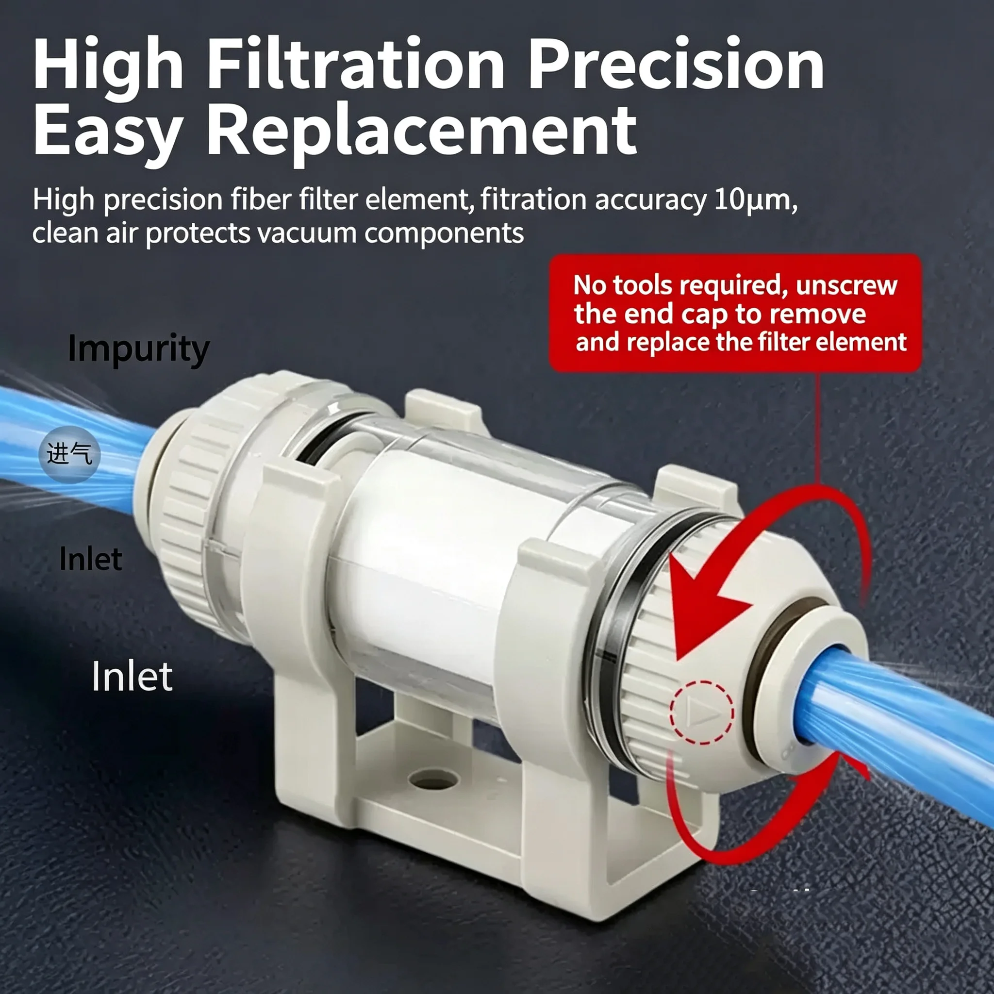 Filter in Line Removable Fiber Element for Air AZFC100 AZFC200 ZFC100-06B ZFC200-08B ZFC Series Suction Cup Vacuum