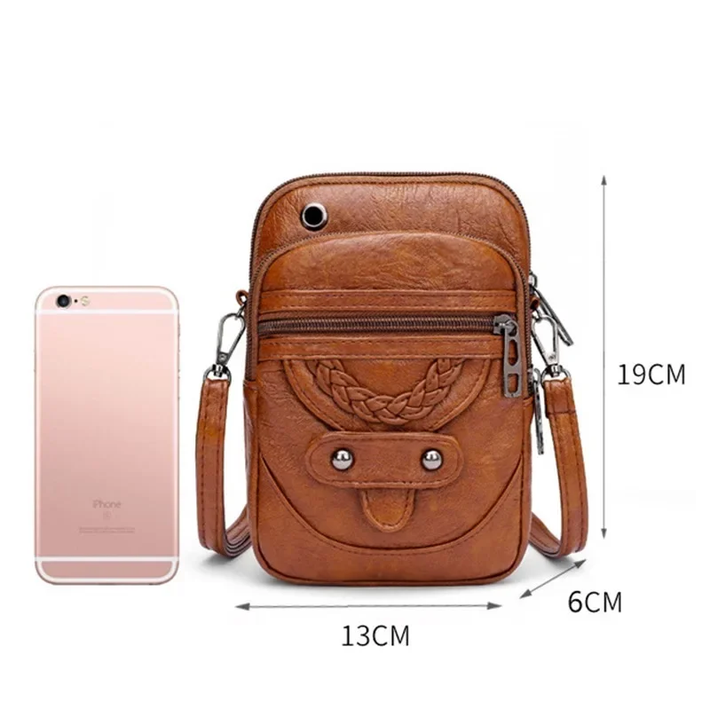 2023 Nieuwe Multifunctionele Zachte PU Leer Kleine Schoudertas voor Vrouwen Vintage Crossbody Tas Geld Portemonnee Mobiele Telefoon tas