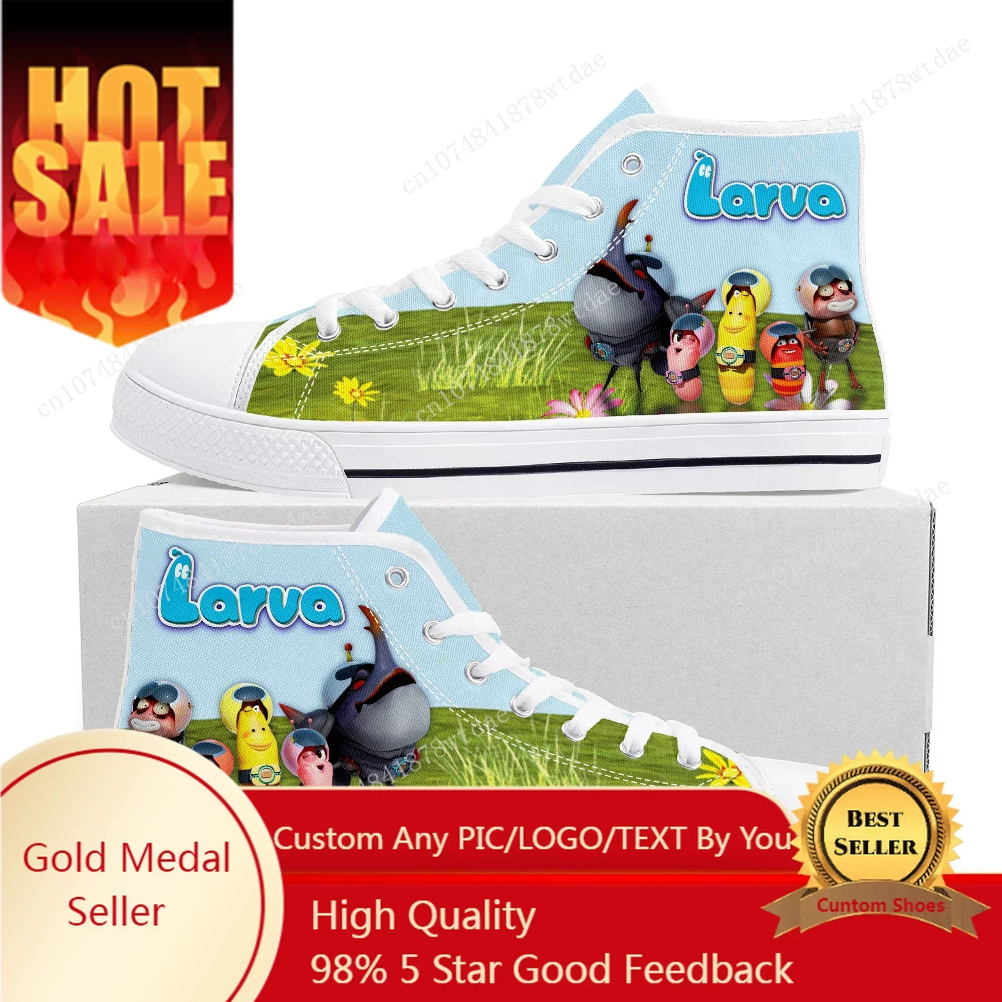 Larva High Top Sneakers Mens Womens High Quality Canvas Sneaker Anime Cartoon Comics Manga Couple Customized Shoes