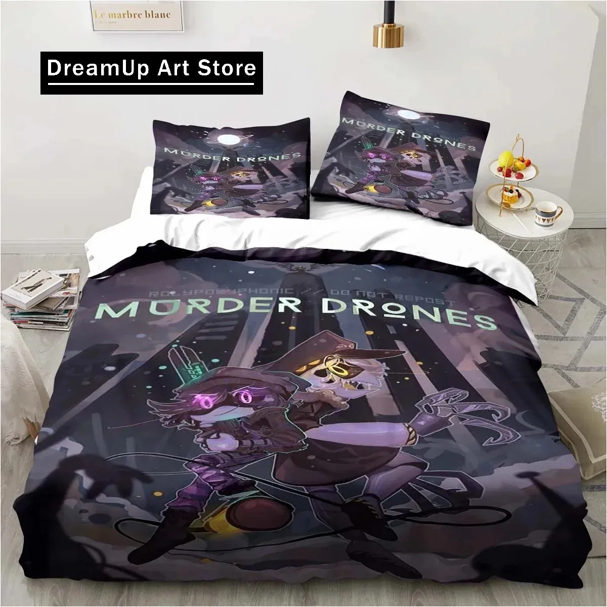 3D Print Fashion Murder-Drones Cartoon Bedding Set Boys Girls Twin Queen King Size Duvet Cover Pillowcase Bed boys Adult Bedroom