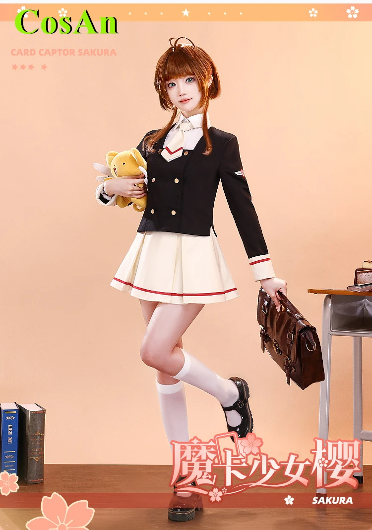 CosAn Anime Cardcaptor Sakura KINOMOTO SAKURA Cosplay Costume CCS Cute Dress Full Set Activity Party Role Play Clothing New