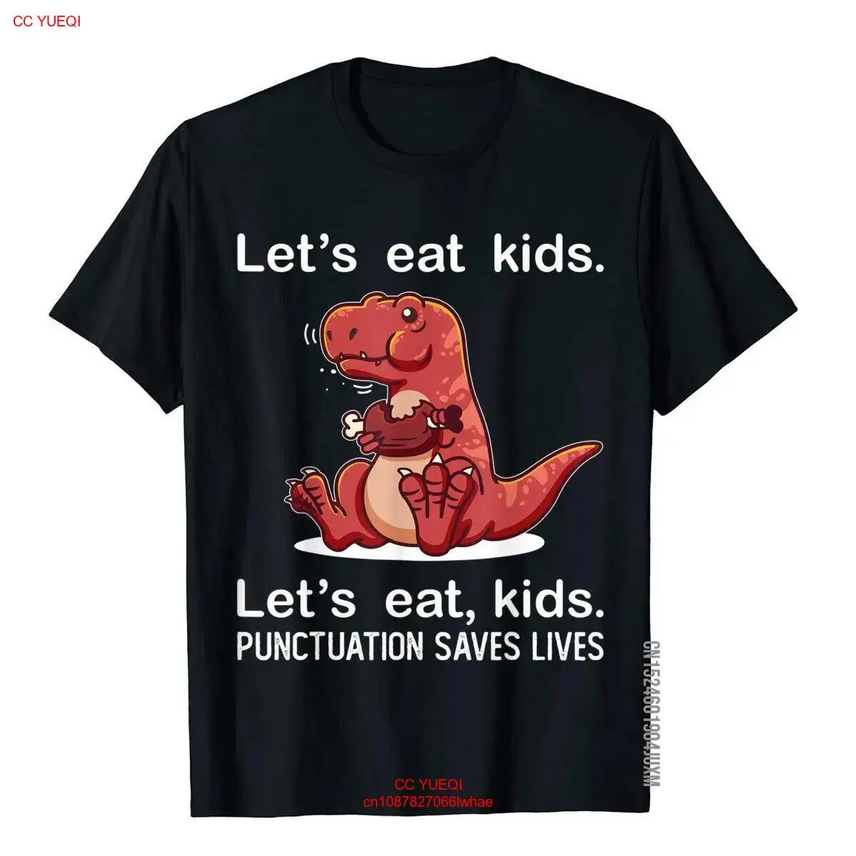 Hot Sale!!! Funny Let's Eat Kids Punctuation Saves Lives Funny Grammar Tee Shirt