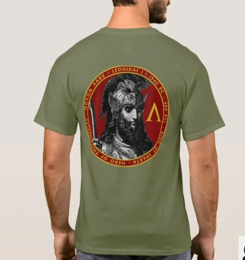 Spartan King Leonidas I Portrait Seal T-Shirt. Summer Cotton Short Sleeve O-Neck Mens T Shirt New S-3XL