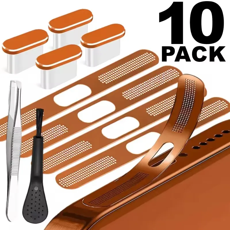 10Pack 17PM Metall Lautsprecher Mesh Abdeckung Staub Stecker für IPhone 17 17Pro 17Air 17ProMax Staubplug Reinigung Pinsel pinzette Für iPhone17