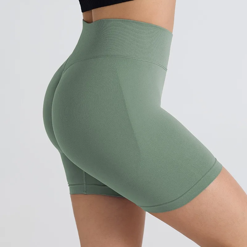 Women's High-Waisted Workout Shorts - Peach Round Lifting Yoga Shorts with Breathable Mesh (3 Colors)