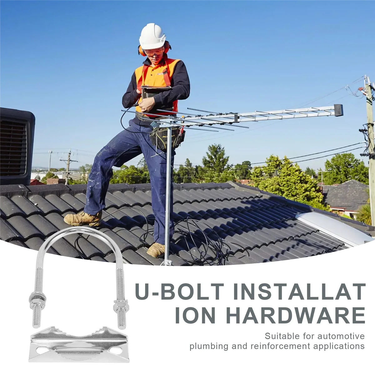 2 шт. зажим для крепления антенны U-образный болт монтажное оборудование зажим для антенной мачты V-образный кронштейн аксессуары для наружной домашней антенны