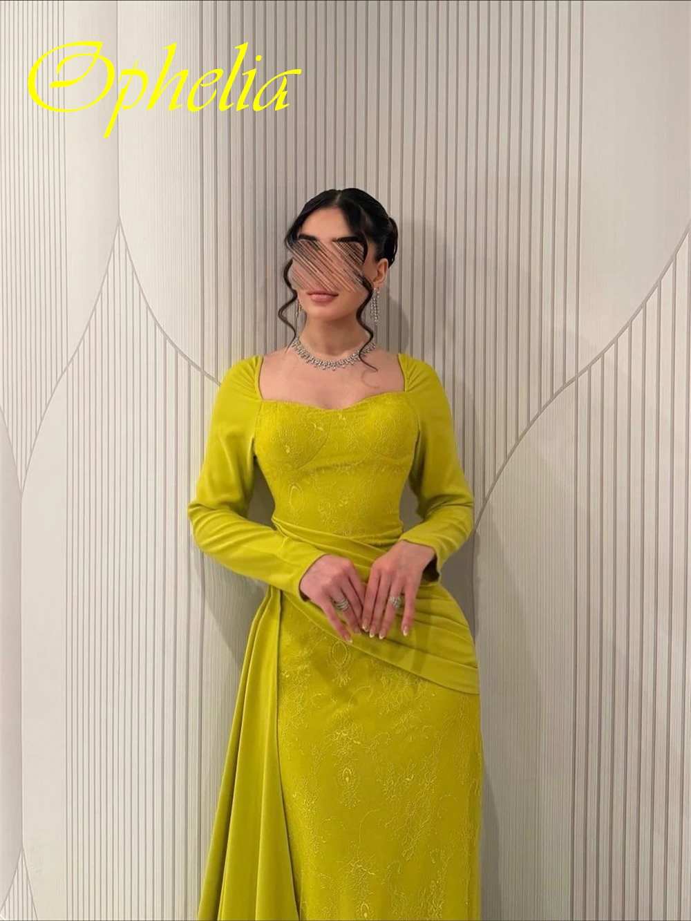 Maßgeschneidertes, exquisites Abendkleid mit quadratischem Kragen, klassisches Cocktailkleid mit langen Ärmeln, modische Hofschleppe, Kleider für besondere Anlässe