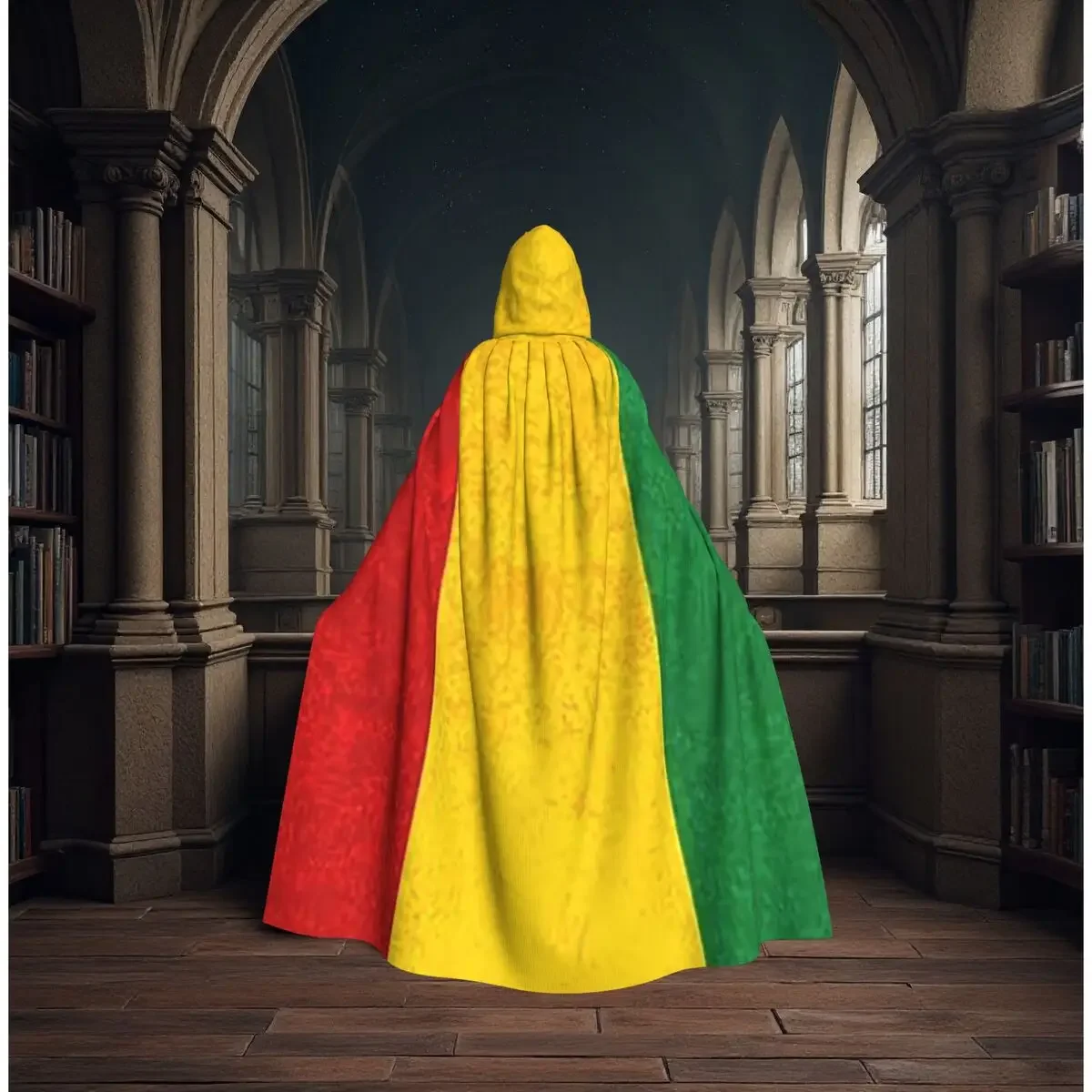 Customization Jamaican Reggae Rasta Lion Jamaica Flag Long Hooded Cloak Witch Medieval Costume Cosplay Cape HalloweenVampire Ad