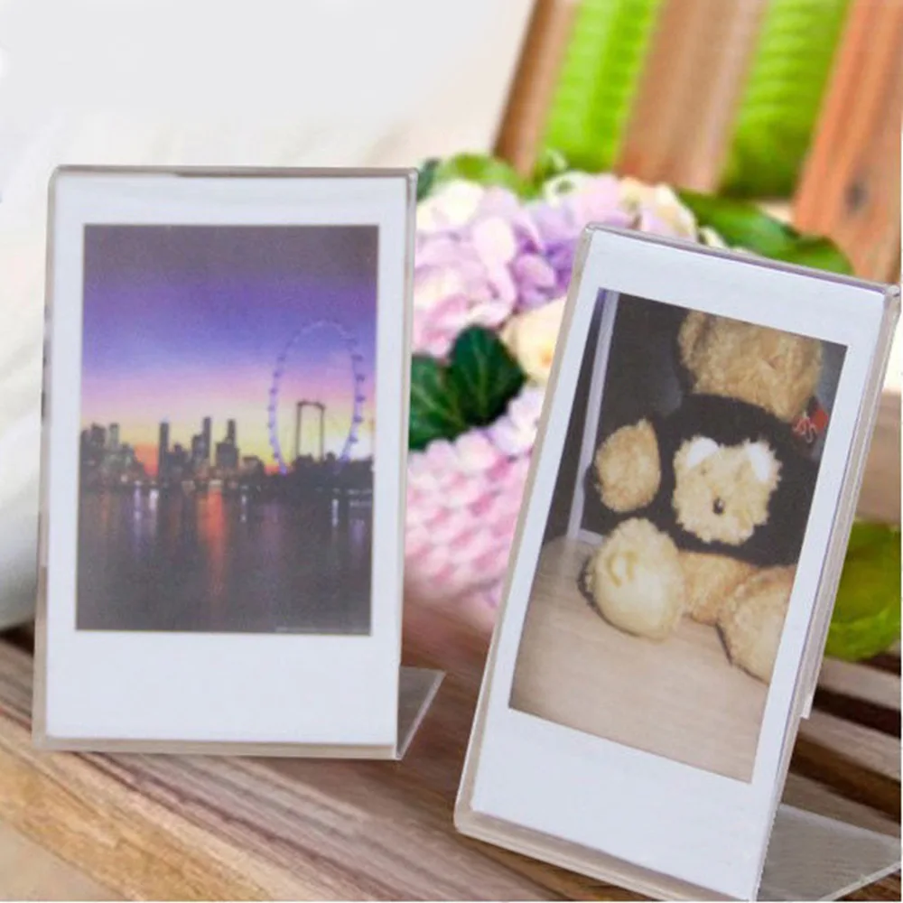 For Fujifilm 99/Evo/12/11/SE/40/41/SE Transparent Acrylic Photo Frame, Simple and Three-Dimensional L-Shaped 3-Inch Table Frame