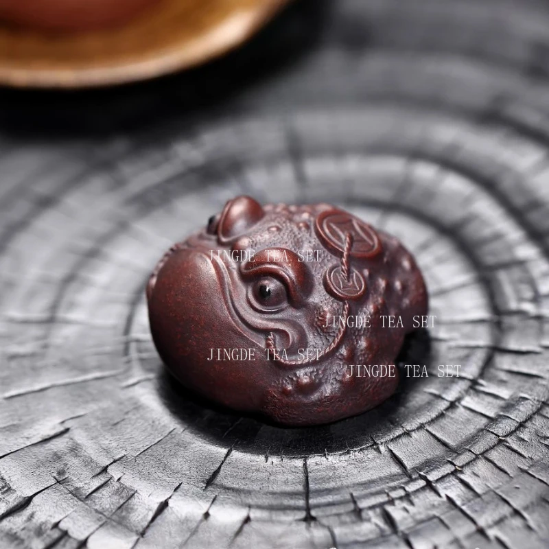 1pcs Purple Sand Toad Tea Pet Chinese Desktop Tea for Home Use Kung Fu Tea Set Accessories Cute Auspicious Divine Beast
