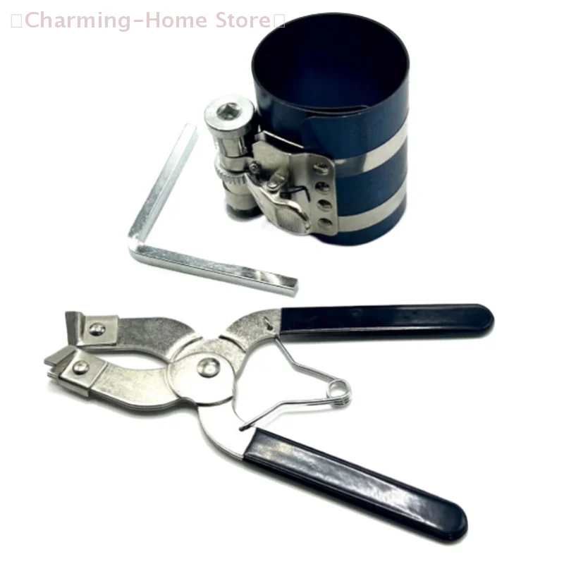 【M】1 Set Car Engine Piston Ring Installer Removal Adjustable Sizes From 53mm To 150mm With Plier Piston Ring Compressor Tool