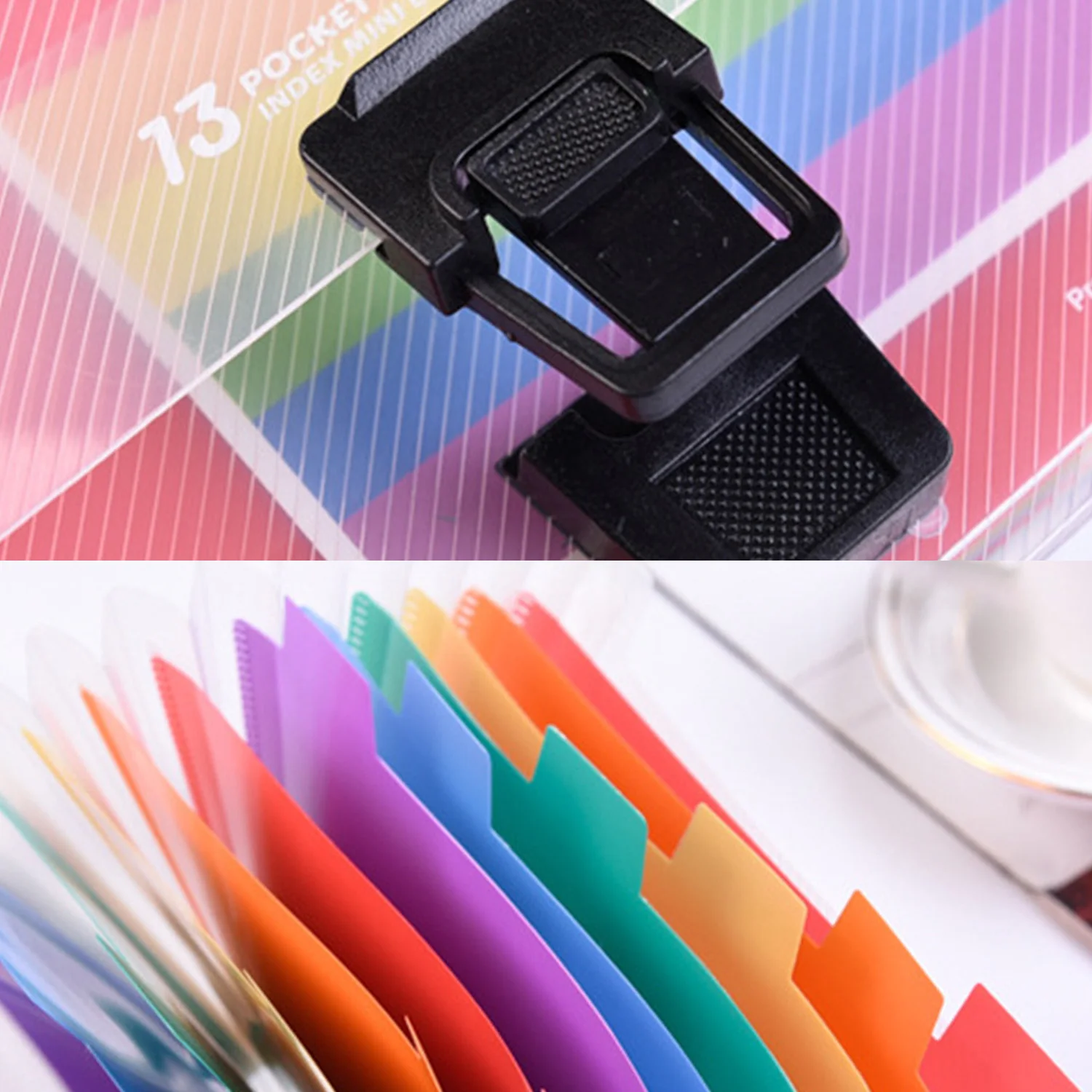 Carpeta de archivos multicolores de 13 bolsillos, bolsa organizadora de documentos de estilo acordeón con cierre de hebilla para la escuela, la