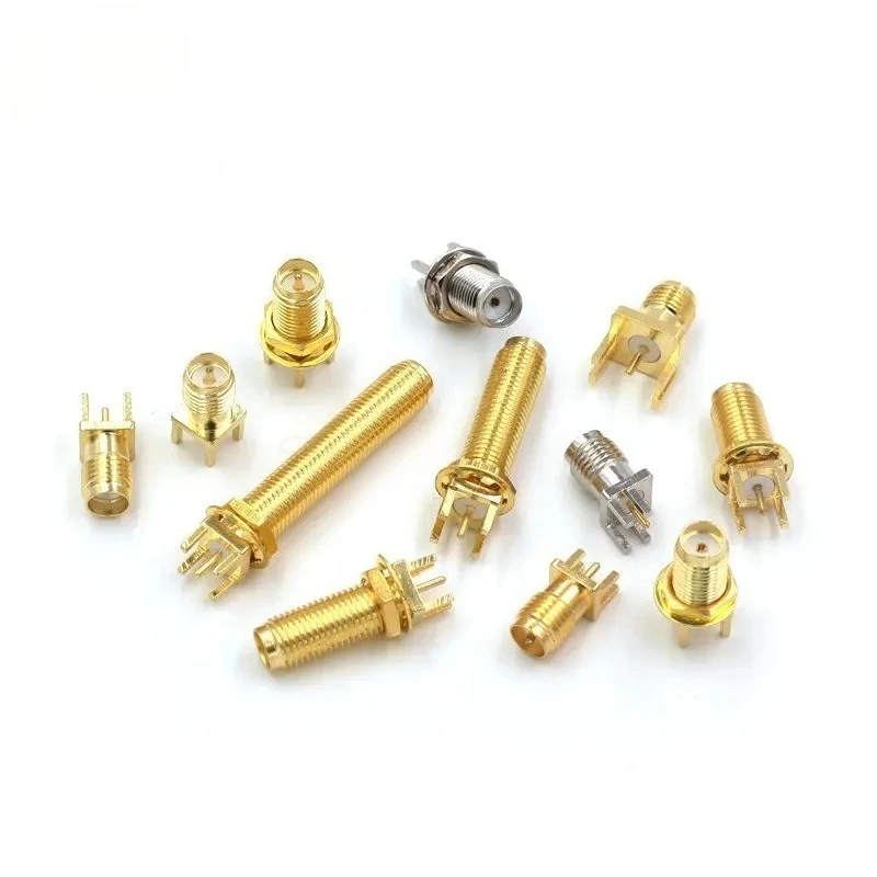 5pcs/lot SMA-KE Long-Thread Series Straight Female Connector Receptacle Adapter PCB-Mount RF Brass Connector