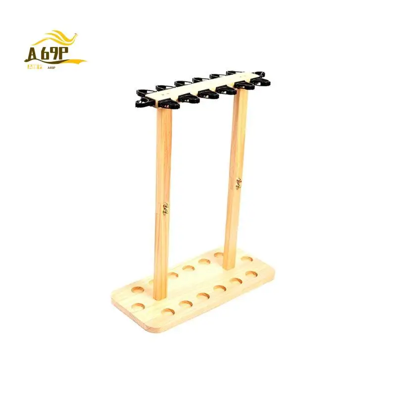 

A69P-8-Slot Solid Wood Fishing Rod Floor Stand Storage Holder, Vertical Rack Organizer For Home Garage Cabin Boat