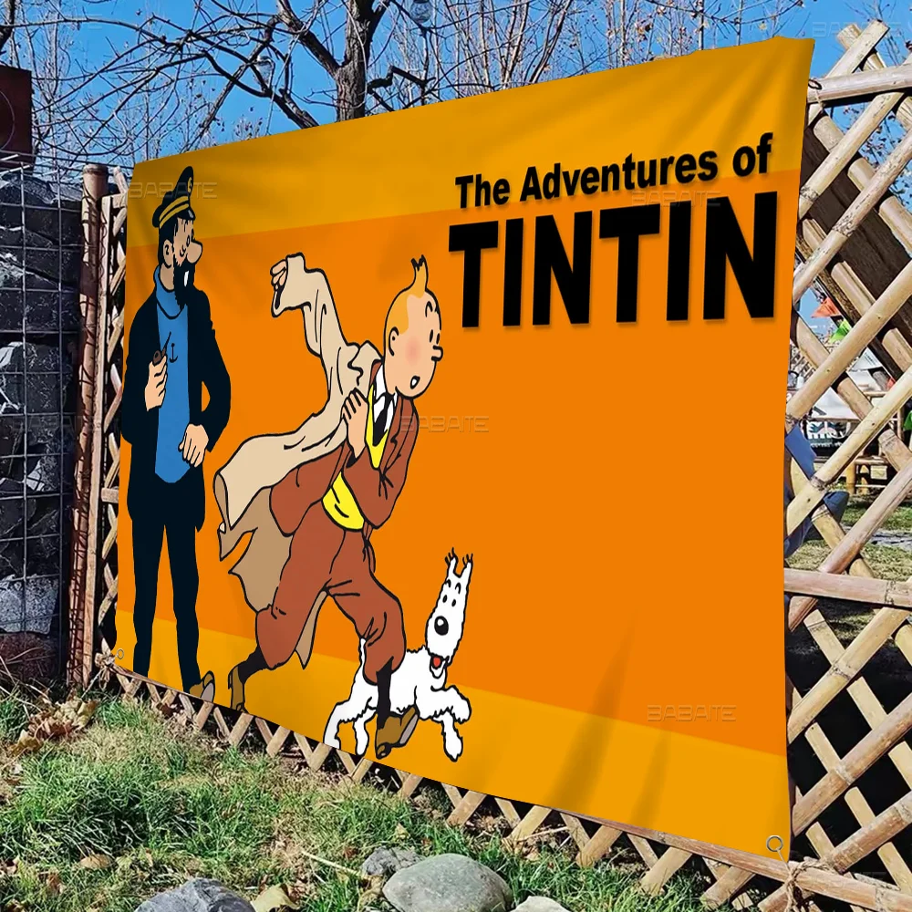 Tintins Adventures Printed Large Flag Art Science Fiction Room Home Decor Decor Banner